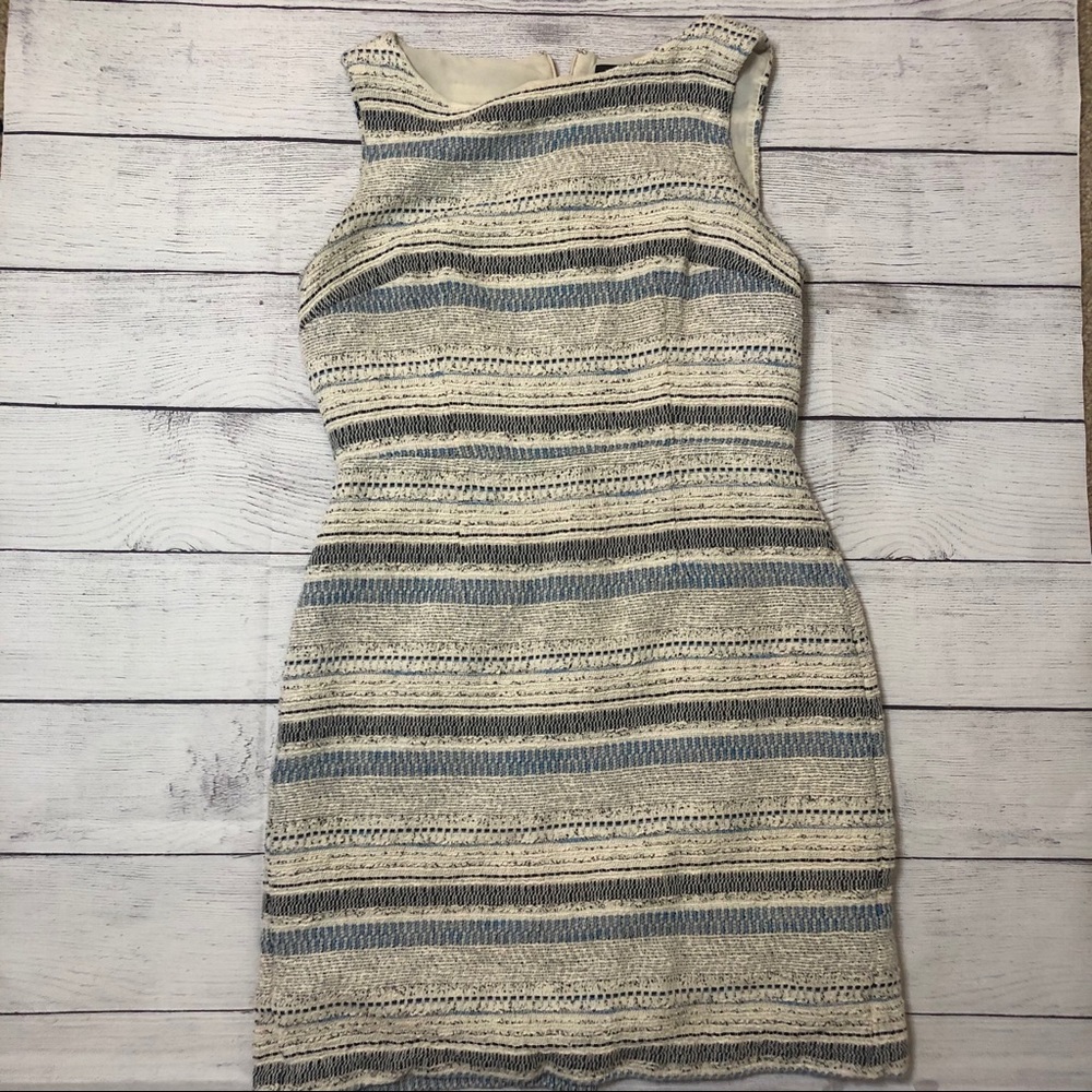 Ann Taylor Sheath Dress Blue and Grey Size 6